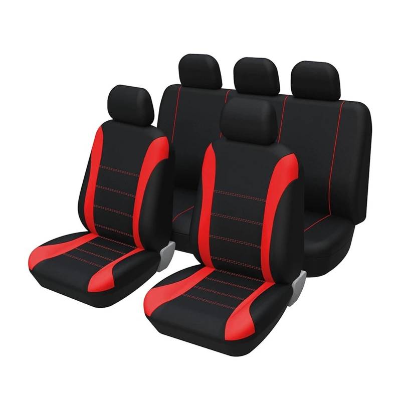 Autositzbezüge Universal Polyester Autositzbezüge Autositzbezug-Set Stoff Bicolor Stilvoller Autositzschutz Autoinnenraum(Red Full Set) von TINGYUS