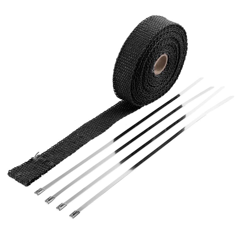 5m Hitzeschutzband 50mm schwarz 1000°C *** Heat Wrap Auspuff Band Isolierband 
