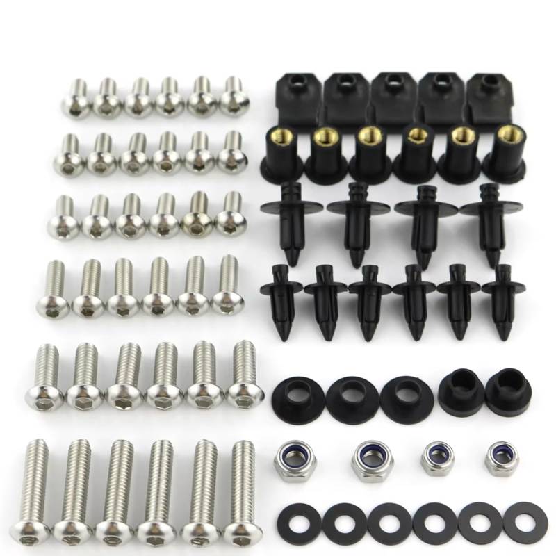 Kompatibel Mit FJR1300 2001 2002 2003 2004 2005 2006 2007 2008 2009 2010 2011 2012 Motorrad-Verkleidungsschrauben-Set Komplettes Verkleidungs-Set Muttern Und Schrauben Parabrezza Bullone(Silver) von TIOWCGH