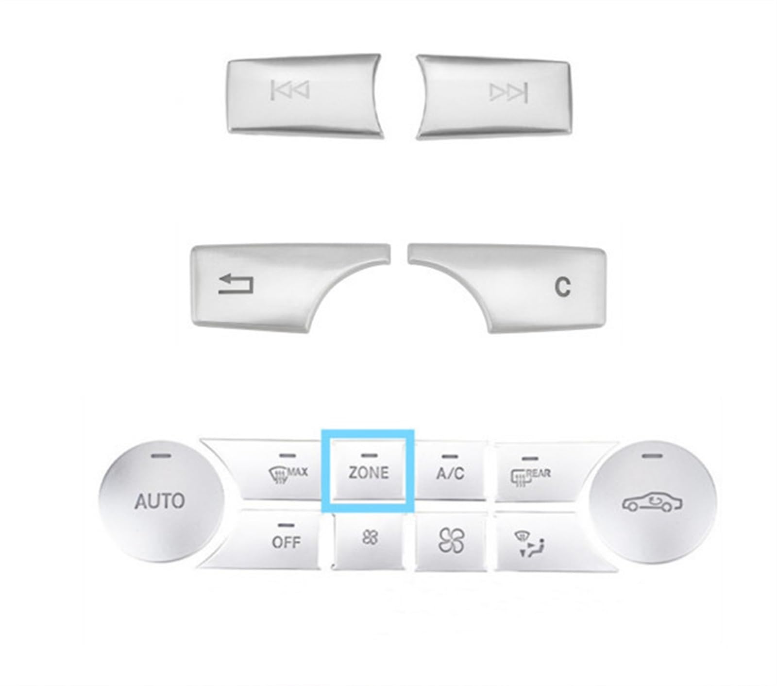 TIOWCGH Auto Innenleisten Aufkleber Kompatibel Mit Benz Für C W204 2007 2008 2009-2014 Autoklimaanlage Multimedia-Tasten Komplettset Nachrüst-Dekorabdeckung Aufkleber(Style B) von TIOWCGH