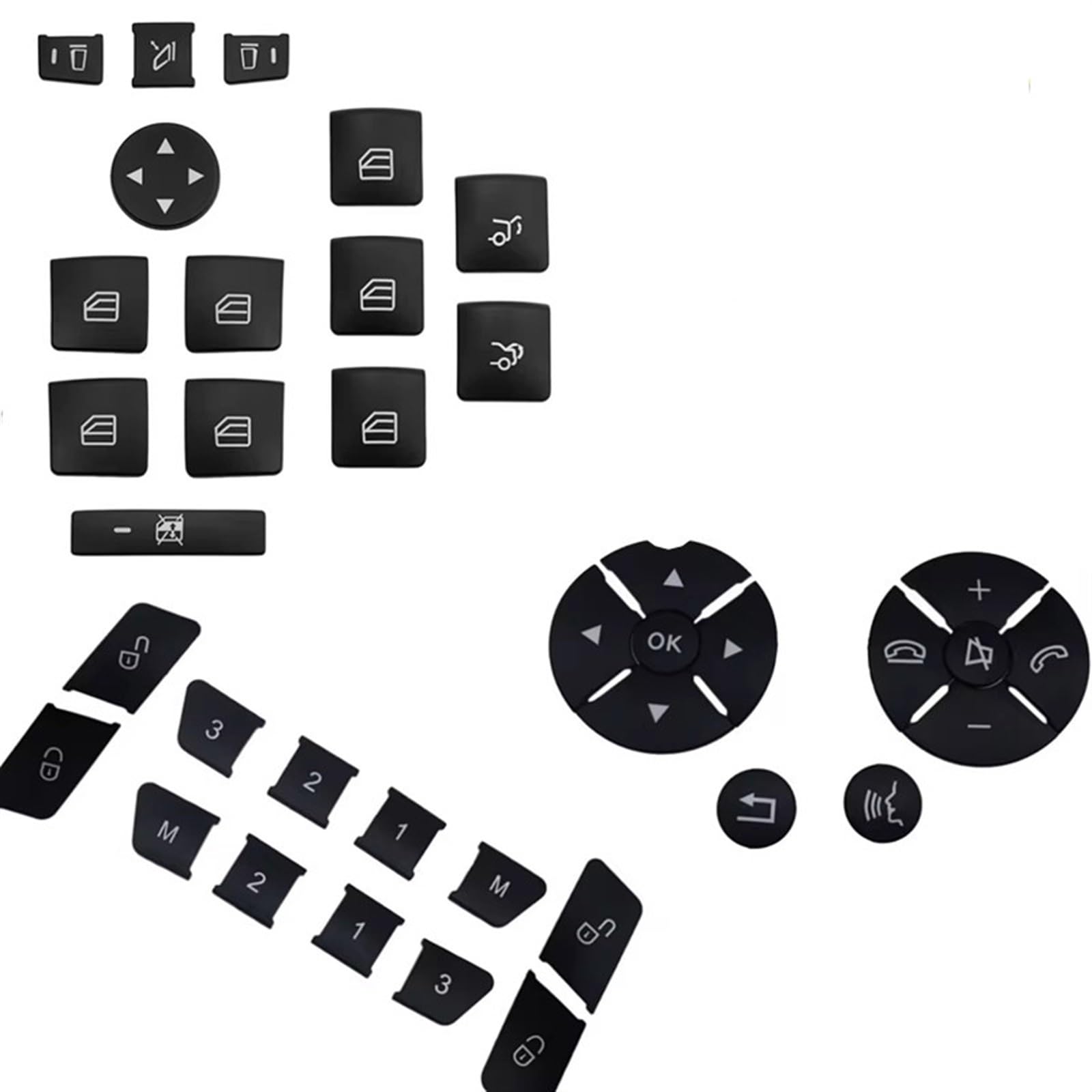 TIOWCGH Auto Innenleisten Aufkleber Kompatibel Mit Benz Für E W212 2010 2011 2012 Autotür-Entriegelungs-Speichertaste Lenkradtastenabdeckung Aufkleberverkleidung(Black) von TIOWCGH
