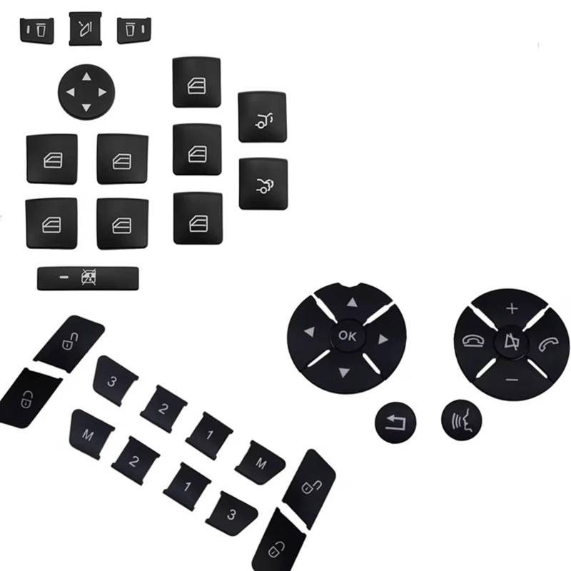 TIOWCGH Auto Innenleisten Aufkleber Kompatibel Mit Benz Für E W212 2010 2011 2012 Autotür-Entriegelungs-Speichertaste Lenkradtastenabdeckung Aufkleberverkleidung(Black) von TIOWCGH