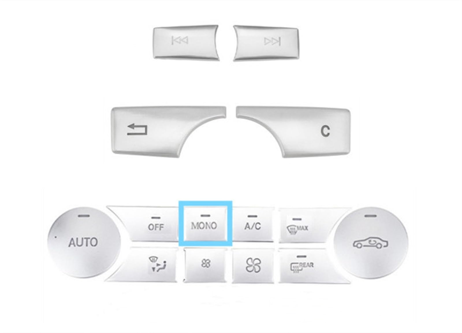 TIOWCGH Auto Innenleisten Aufkleber Kompatibel Mit Benz Für GLK X204 2008 2009 2010-2015 Autoklimaanlage Multimedia-Tasten Komplettset Nachrüst-Dekorabdeckungsaufkleber(Style A) von TIOWCGH