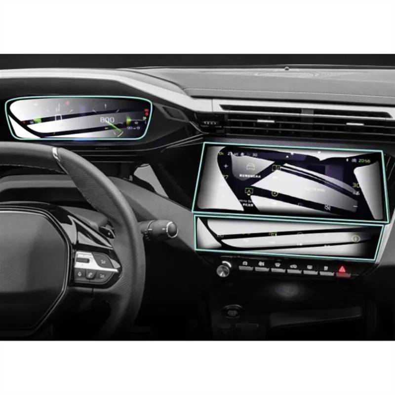 TIOWCGH Auto Navi-Schutzfolie Kompatibel Mit Peugeot Für 308 SW408 2022 2023 10-Zoll-LCD-Bildschirm Mit GPS-Navigation Fürs Auto, Displayschutz Aus Gehärtetem Glas(3pcs) von TIOWCGH