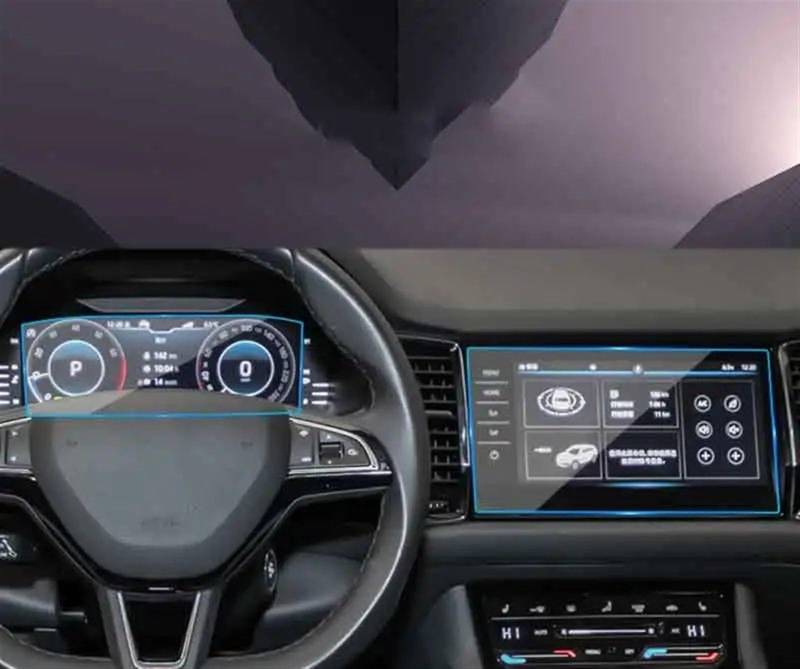 TIOWCGH Auto Navi-Schutzfolie Kompatibel Mit Skoda Für Kodiaq 2021 9,2 Zoll Auto GPS-Navigation LCD-Bildschirm Gehärtetes Glas Displayschutzfolie(2) von TIOWCGH