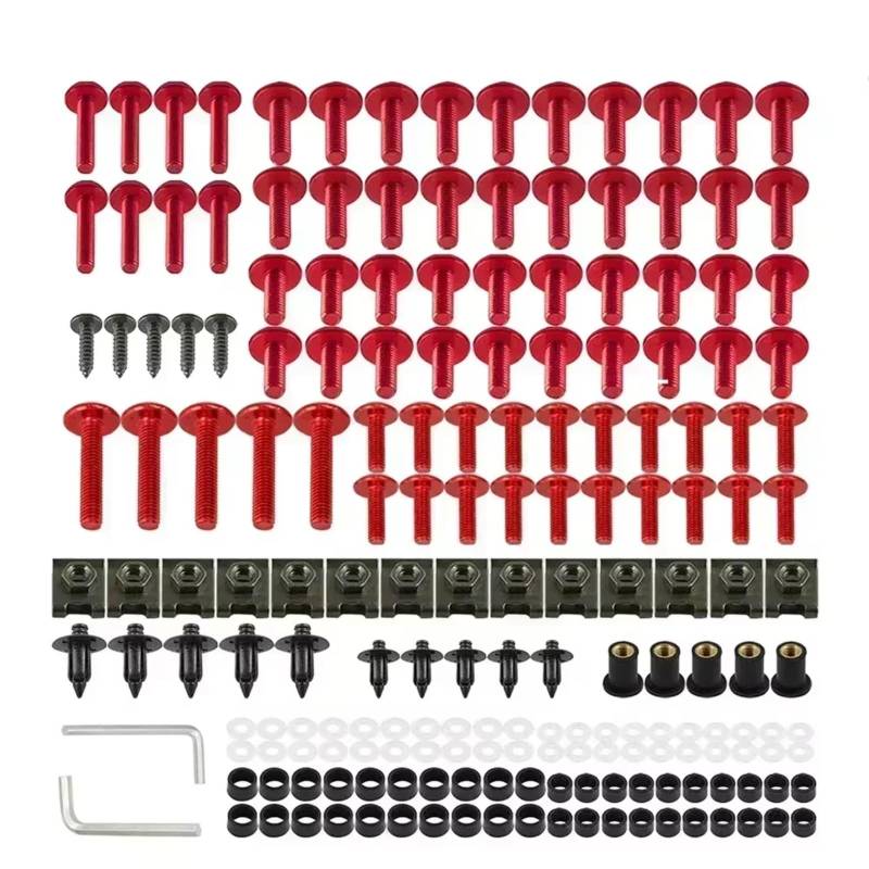TIOWCGH Kompatibel Mit Aprilia Für RSV 1000 R Für RSV1000R Motorradzubehör Verkleidungsbolzen-Schrauben-Set, Schrauben- Und Muttern-Set Parabrezza Bullone(Red) von TIOWCGH
