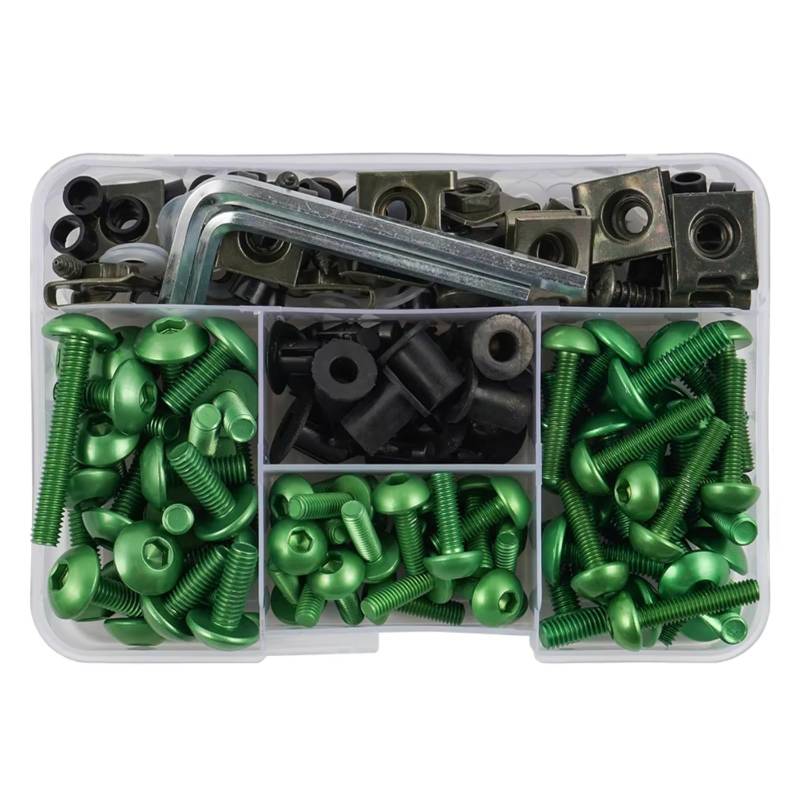 TIOWCGH Kompatibel Mit CBR600F4i 2001–2006 Für RC51 2004–2006 2008 2009 Für RVT1000R RC51 2000–2006 Motorrad-Karosserieschrauben Verkleidungsschrauben Muttern Schrauben-Set Parabrezza Bullone(Green) von TIOWCGH
