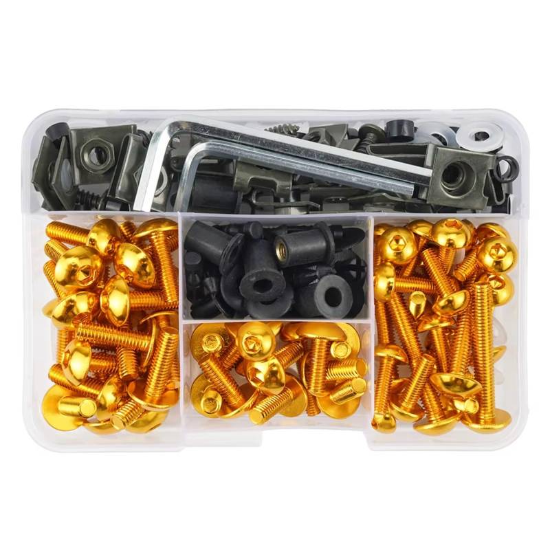 TIOWCGH Kompatibel Mit CBR600F4i 2001–2006 Für RC51 2004–2006 2008 2009 Für RVT1000R RC51 2000–2006 Motorrad-Karosserieschrauben Verkleidungsschrauben Muttern Schrauben-Set Parabrezza Bullone(Yellow) von TIOWCGH