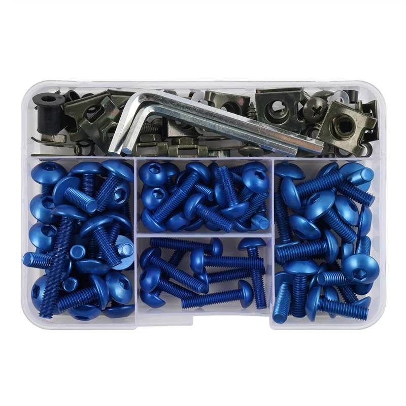TIOWCGH Kompatibel Mit CBR600RR CBR900RR CBR1000F 155PCS Universal Motorrad Verkleidungsschrauben Schraubensatz Mutternklammern Parabrezza Bullone(Blue) von TIOWCGH