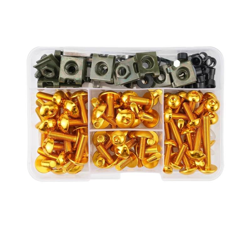TIOWCGH Kompatibel Mit CBR929RR 2000-2001 Für CBR954RR 2002-2003 Für RC51 2004-2006 2008-2009 177-teiliges Motorradzubehör Karosserieschrauben Verkleidungsschrauben Parabrezza Bullone(Yellow) von TIOWCGH