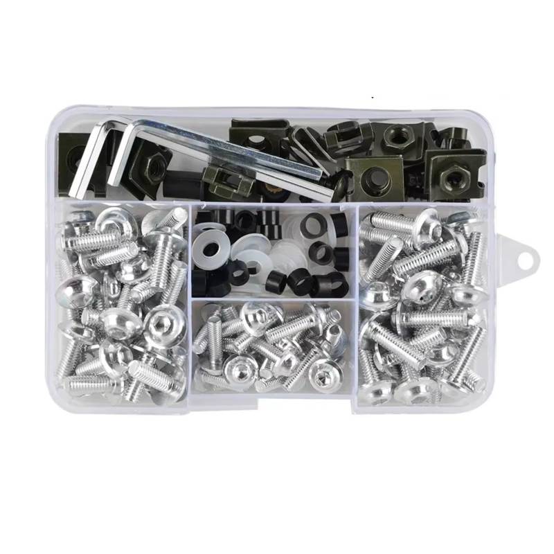 TIOWCGH Kompatibel Mit CR80 CR85 CR125 CR250 CR450 CR480 CR500 Motorrad-Verkleidungsschrauben-Schrauben-Mutter-Kits, Schrauben- Und Muttern-Set Parabrezza Bullone(Silver) von TIOWCGH