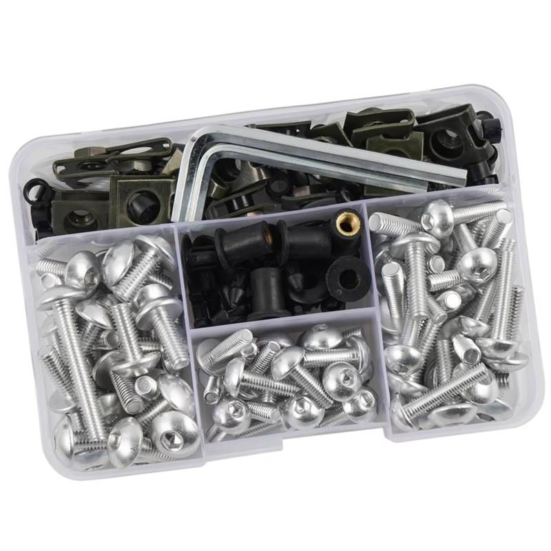 TIOWCGH Kompatibel Mit Ducati Für 848 Für 848 Dark Für 848 Nicky Hayden Edition 190-teiliges Motorradschrauben Motorrad-Karosserieschrauben-Verkleidungsschrauben-Set Parabrezza Bullone(Silver) von TIOWCGH