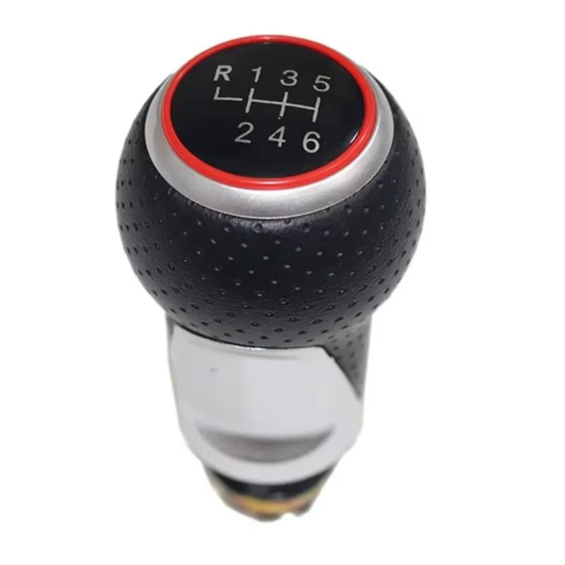 TIOWCGH Schalthebelkopf Kompatibel Mit Ford Für Fiesta Für Mk7 2008–2016 Für C-Max FL 2010–2013 Auto-Styling 5 6-Gang-Schaltknauf-Adapter Auto-Universalknopf(Red,6Speed) von TIOWCGH