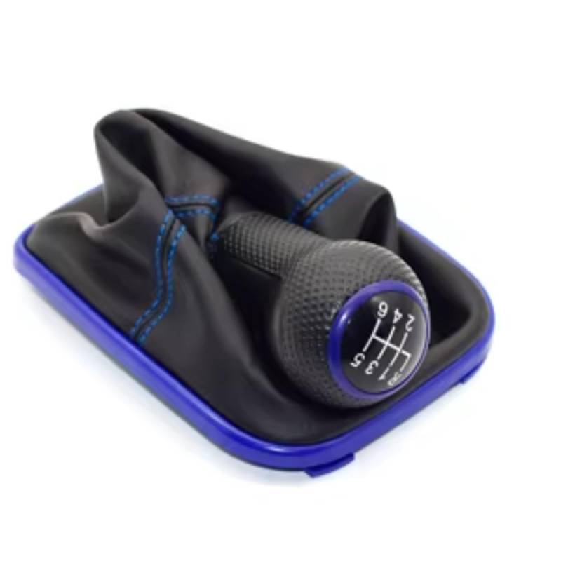 TIOWCGH Schalthebelkopf Kompatibel Mit Für Golf Für Mk4 Für GTI R32 1999 2000 2001 2002 2003 2004 2005 5 6 Für Geschwindigkeit Blau Schaltknauf Shifter Gaitor Boot(6Speed) von TIOWCGH