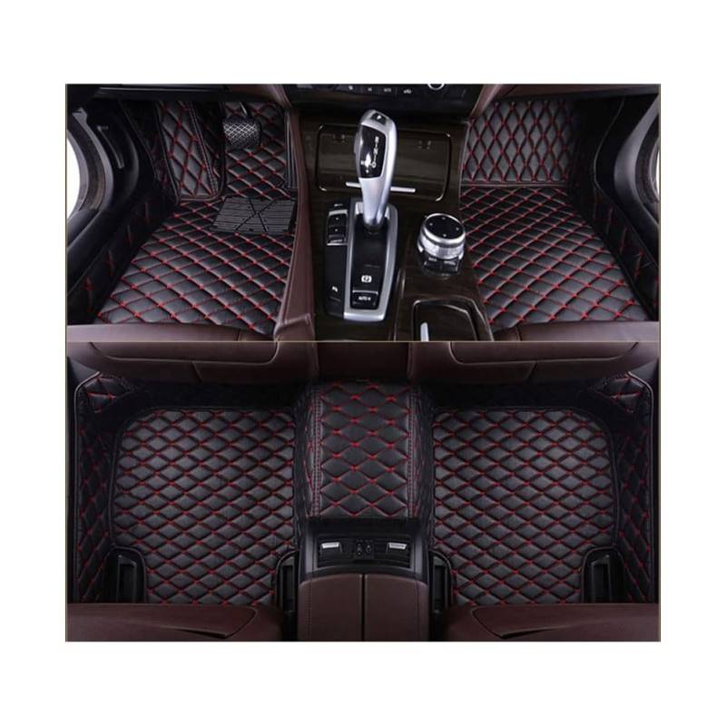 Auto Fußmatten für V-W Golf-VI Cabrio 2011–2016(LHD), Nach Maß Leder Fußmatten Volle Abdeckung wasserdicht rutschfest Fußmatten Zubehör,C/Black Red von TISTIK