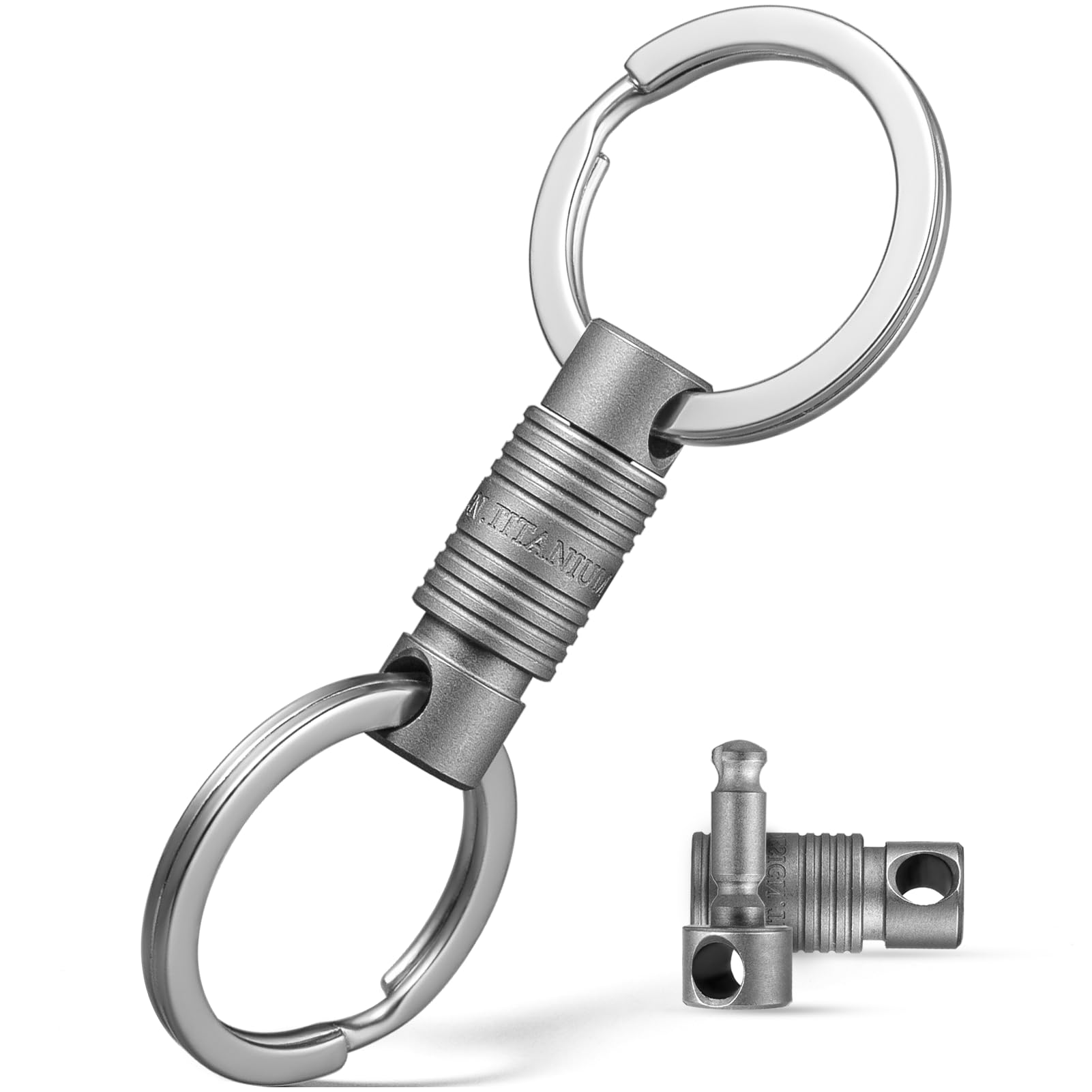 TISUR Titan-Schnellverschluss-Schlüsselanhänger, einziehbarer Schlüsselanhänger, abnehmbarer Schlüsselanhänger-Clip, auseinanderziehbare Schlüsselanhänger für Männer und Frauen, 1 x Titan-Drehgelenk, von TISUR