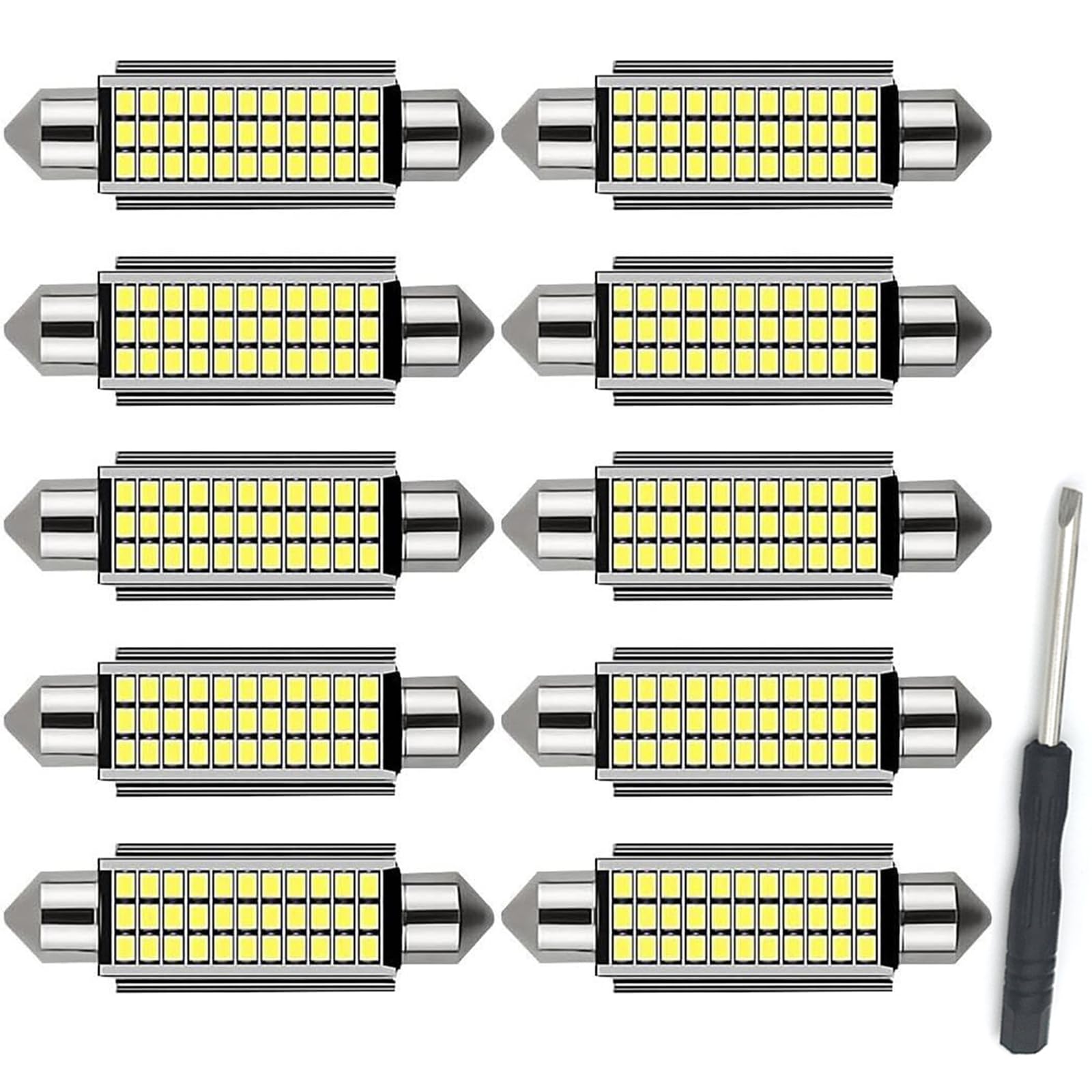 TITKBOW 10 Stück 41MM Auto LED Innenbeleuchtung, Auto Innen Beleuchtung Mit Kühlkörper auf der Rückseite, Plug and Play Auto Innenraum Leselampe Quelle, Weiß von TITKBOW