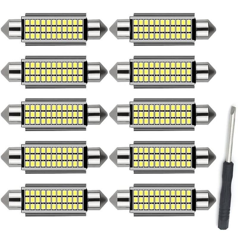 TITKBOW 10 Stück 41MM Auto LED Innenbeleuchtung, Auto Innen Beleuchtung Mit Kühlkörper auf der Rückseite, Plug and Play Auto Innenraum Leselampe Quelle, Weiß von TITKBOW