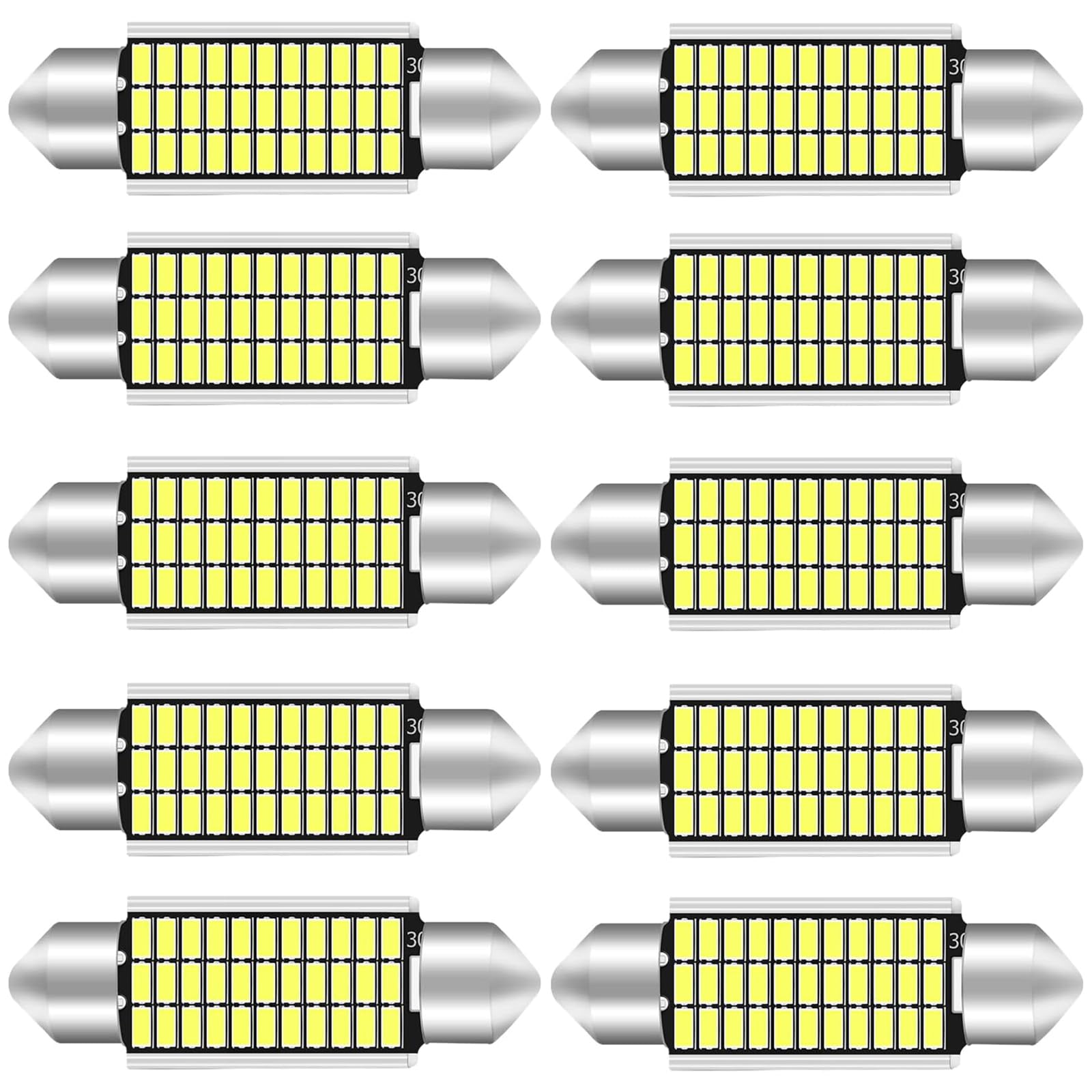 TITKBOW Auto LED Innenbeleuchtung, Auto Innen Beleuchtung Mit Kühlkörper auf der Rückseite, Plug and Play Auto Innenraum Leselampe Quelle (10 Stück 41MM Weiß) von TITKBOW