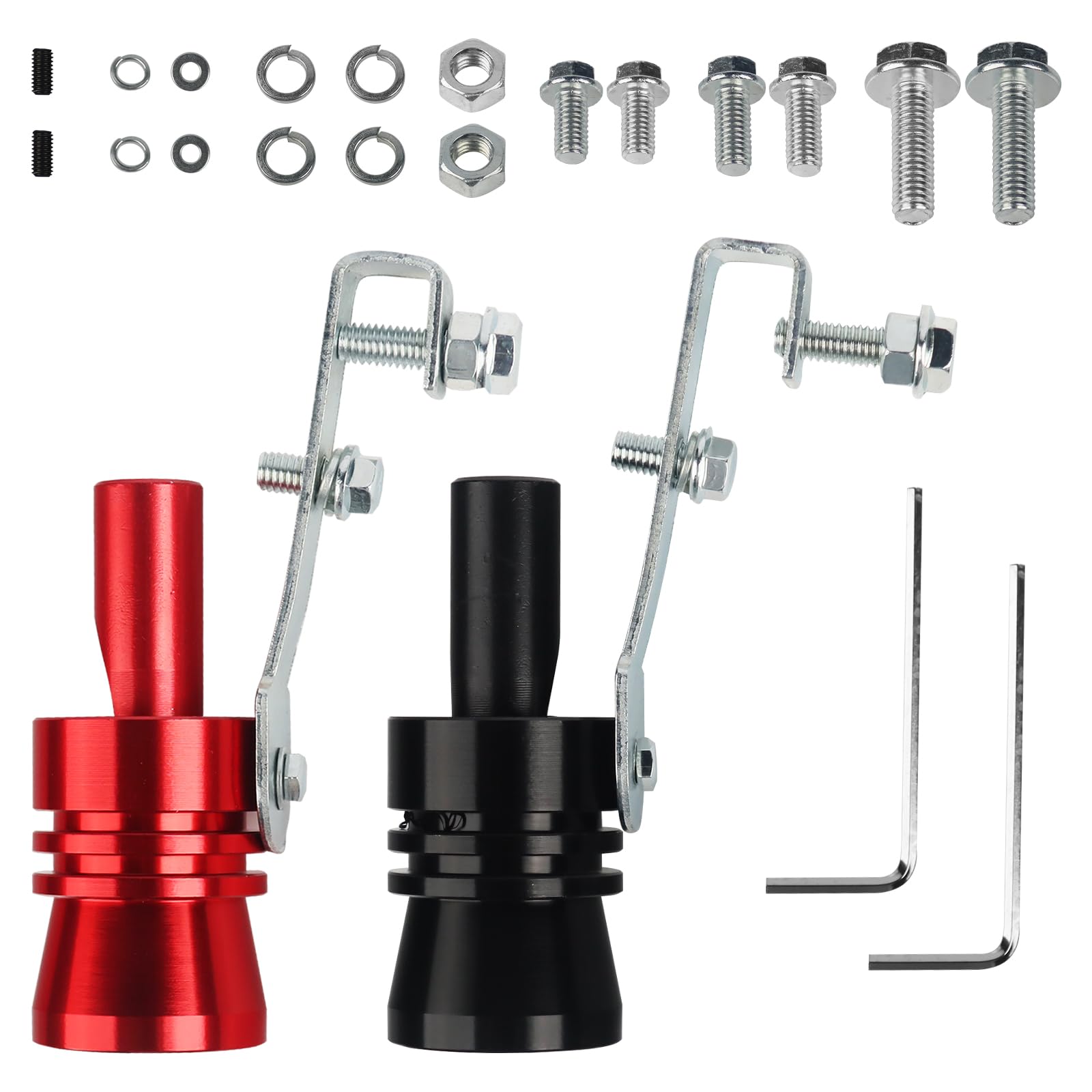 2PCS Auto Turbo Sound, Turbo Sound Whistle, Auspuff sound booster, Für Aluminiumlegierung Auspuff-Simulator-Pfeife (XL, Schwarz, Rot) von TIVUNORON