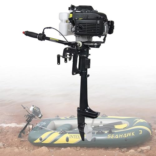 4-Takt 4 PS Außenborder Bootsmotor Motor Außenbordmotoren Outboard Bootsmotor Benzinmotor Aussenbordmotor 55CC Wasserkühlung CDI System Kurzschaft, für Schlauchboote, Beibooten und Fischerboote von TIXBYGO