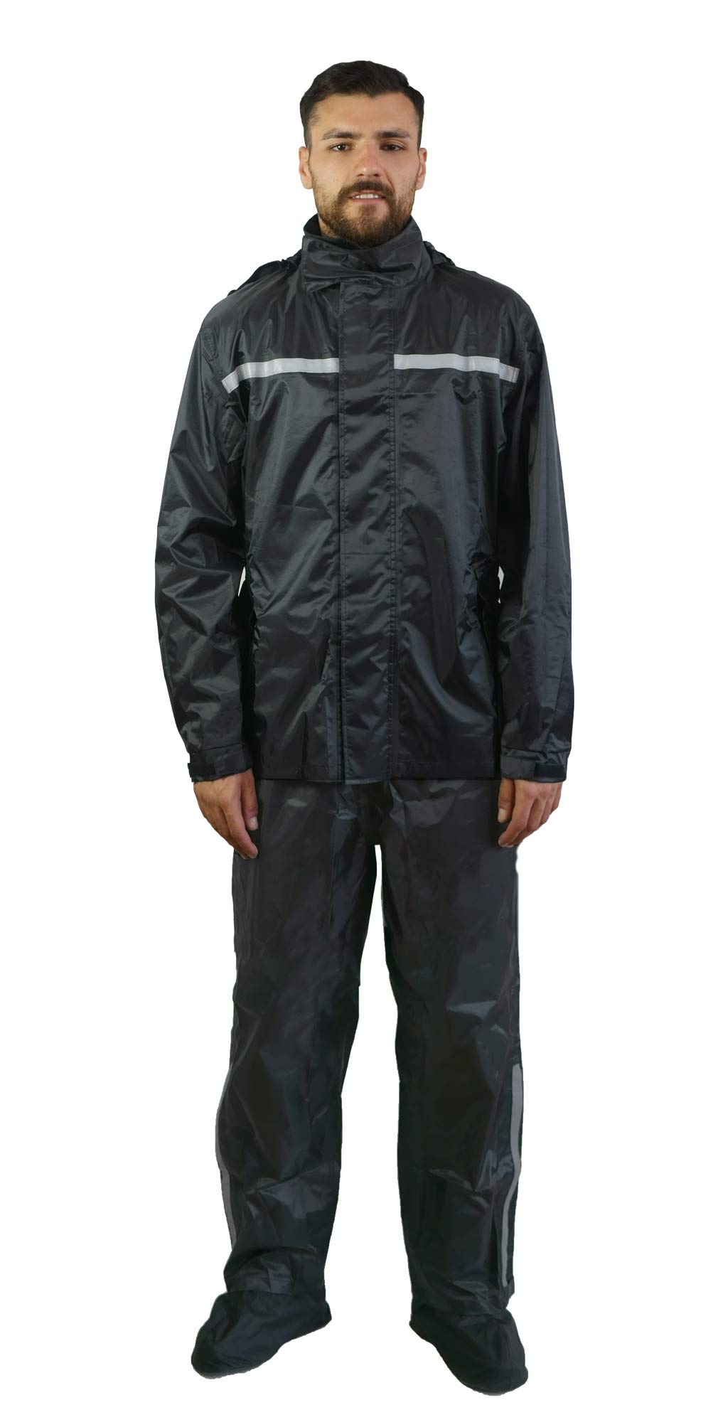TJ MARVIN Regenschutz Set (Jacke, Hose, Stiefelbezug und Rucksäcke) CLASSICO E31 L Schwarz von TJ MARVIN