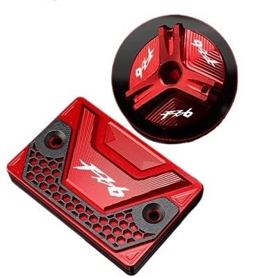 Bremsflüssigkeitsbehälter Deckel Ölbehälter Tank FZ6 Motorrad CNC Ablauf Motoröl Einfülldeckel Vorderradbremsflüssigkeitsbehälter Abdeckung Für FZ6 FZ-6 FZ 6 ZF6N FZ6R FAZER von TJKIB