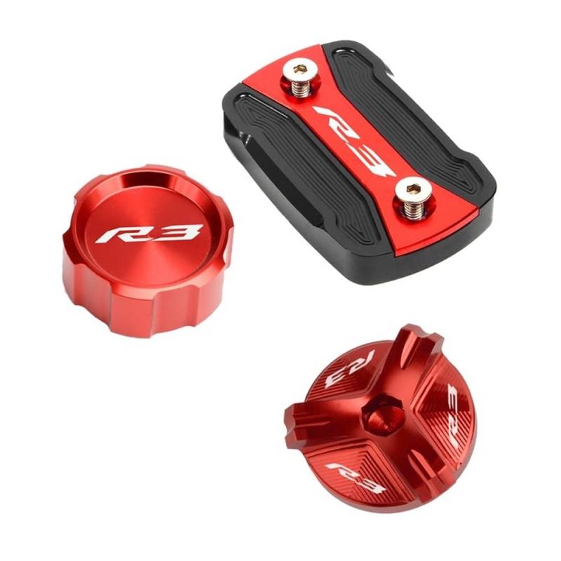 Bremsflüssigkeitsbehälter Deckel Ölbehälter Tank Für R3 YZF-R3 YZFR3 2015-2020 2021 2022 2023 Motorrad Vorne Hinten Brems Flüssigkeit Reservoir Abdeckung Öl Einfülldeckel Schraube von TJKIB