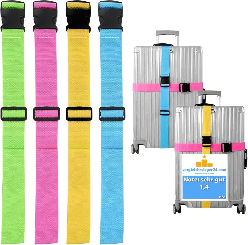 12x Kofferband Set farbig - Koffergurt besonders auffällig - Gurtband für Koffer & Gepäck - Luggage Strape von TK Gruppe Timo Klingler