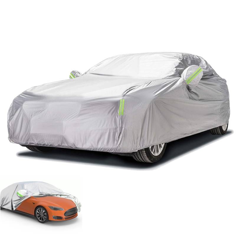 Autogadget® 5X Autoabdeckung Auto & Autoschutzhülle PKW Abdeckplane - Car Cover - Autoplane Silber - wasserdichte Plane - für alle Arten von PKW/KFZ Abdeckplane von TK Gruppe Timo Klingler