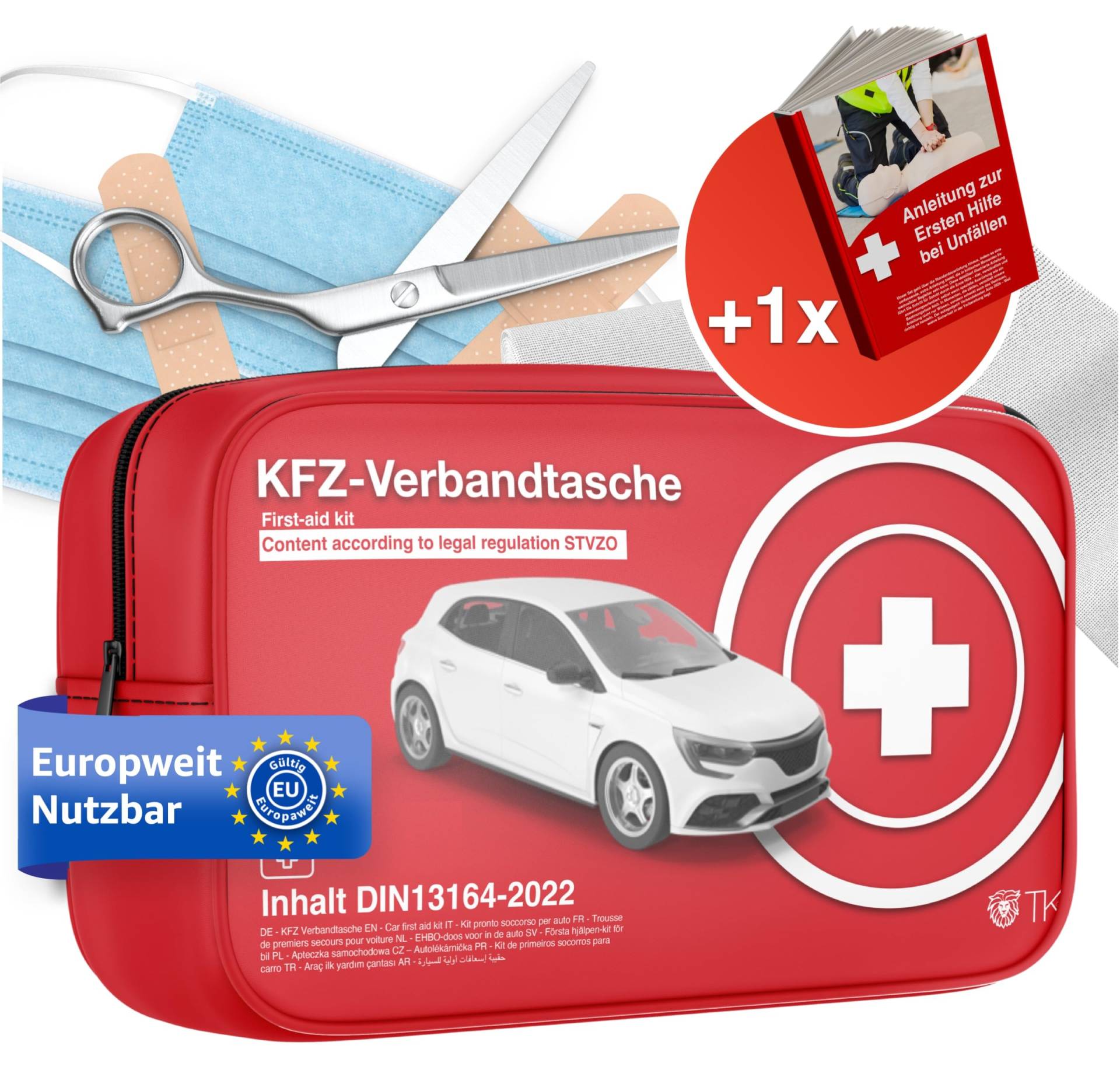 TK Gruppe Timo Klingler Verbandstasche KFZ mit Beatmungstücher - Verbandskasten Auto nach aktueller Norm 2025 - DIN13164 TK Gruppe Timo Klingler Verbandstasche KFZ mit Beatmungstücher - Verbandskasten Auto nach aktueller Norm 2025 - DIN13164 von TK Gruppe Timo Klingler