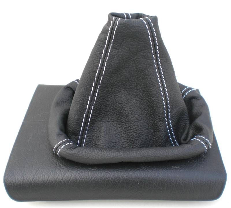 SCHALTSACK SCHALTMANSCHETTE Echt Leder Schwarz-Naht Weiss von TK