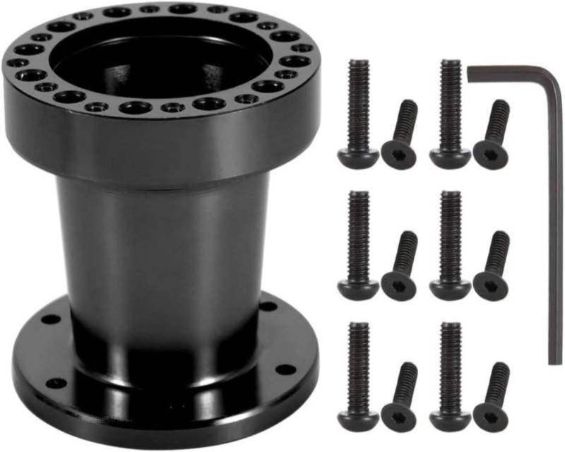 TKSE Auto Lenkradnabe, 3-Zoll-Universal-Auto-Lenkradnabe Aluminium-Distanzstück Lenkradnaben-Adapter-Kit(Schwarz) von TKSE