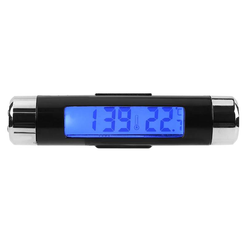 TKSE Auto Uhr Thermometer, 2 in 1 Auto Elektronische Uhr, Multifunktional Auto Auto Elektronische Uhr Thermometer LED Hintergrundbeleuchtung Digitalanzeige, 3.4x0.7in von TKSE