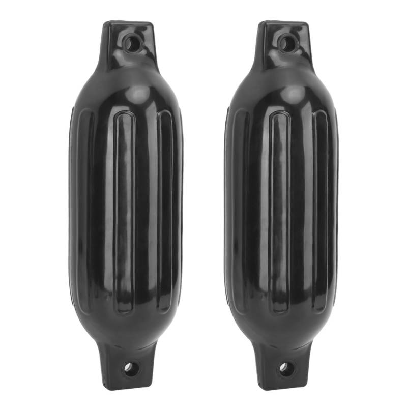 TKSE Bootsstoßstangen, 2 Stück PVC Marine Dock Stoßstangen Aufblasbare Gerippte Bojen Bootsstoßstange Schwarz Für Yachten, Boote, Fischerboote von TKSE