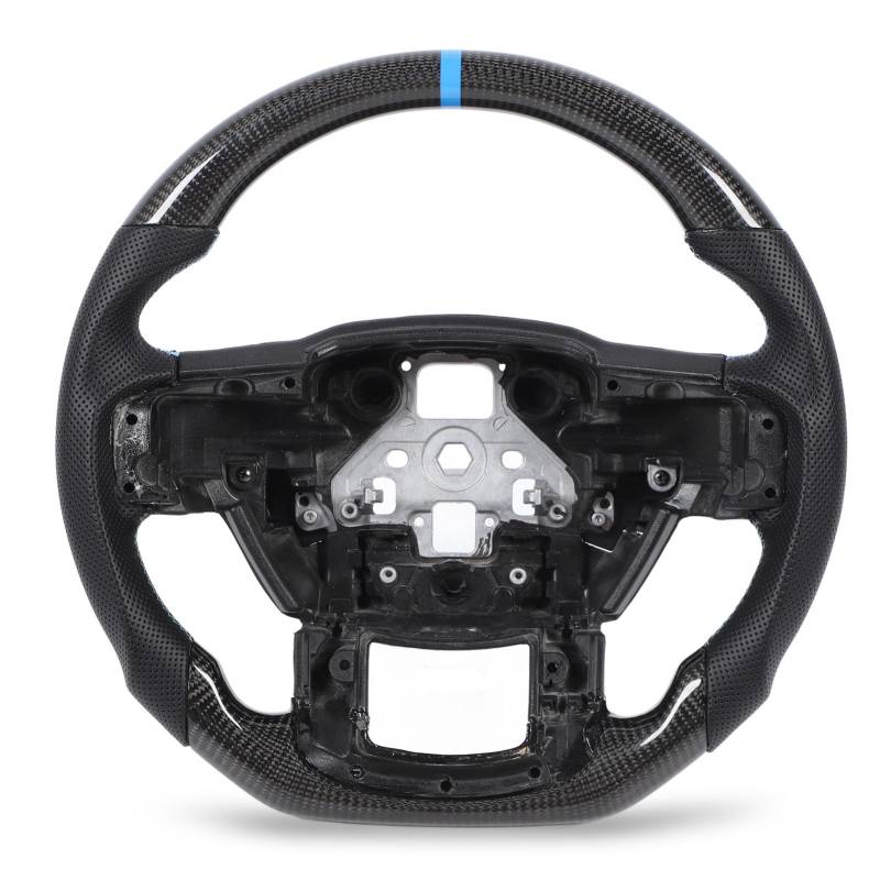 TKSE Kunden Spezifisch Hochglanz-Kohlefaser-Lenkrad Nappa Perforiertes Leder D-Typ Racing Design fürRaptor 2015 Bis 2021 von TKSE