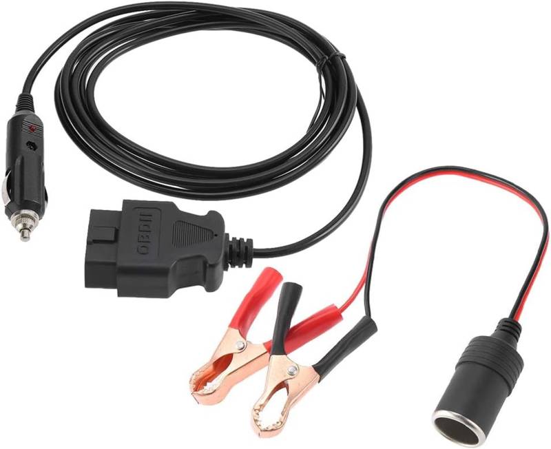 TKSE OBDII Stromversorgungskabel, 12V Leichtes OBD II Fahrzeug ECU Notstromversorgungskabel Speicherschoner Mit Clip Für Kfz Verlängerungssteckdose von TKSE