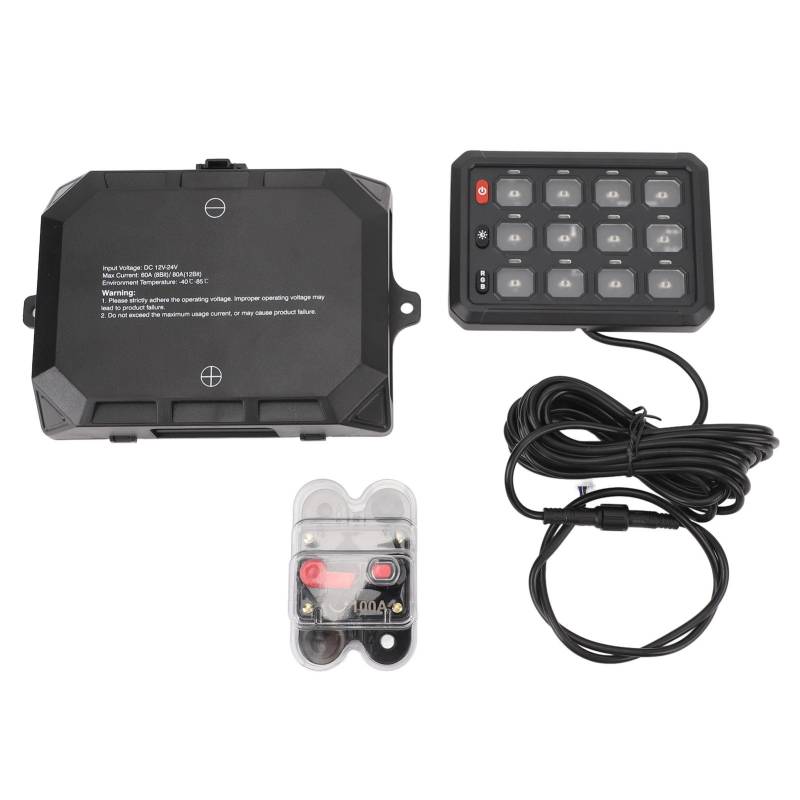 TKSE RGB 12 Gang Switch Panel Automatisch Dimmbare Elektronische Relaissystem -Schaltungssteuerkasten mit App Control Universal für LKW -Boot von TKSE