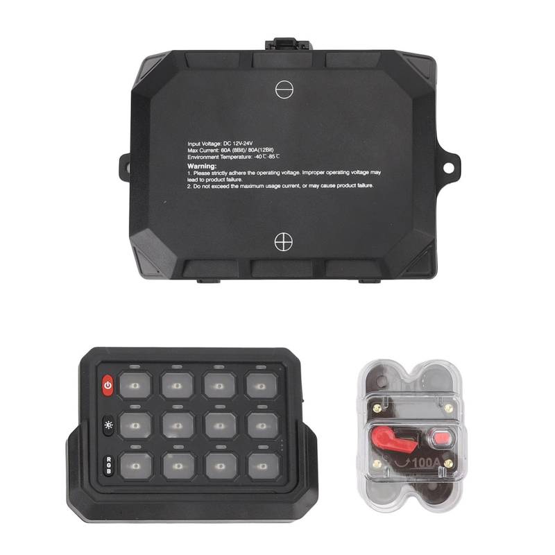 TKSE RGB 12 Gang Switch Panel IP65 Water Proof LED Circuit Control Relay System mit Drahtloser Fernbedienung für LKW Marine SUV DC 12V 24 V von TKSE