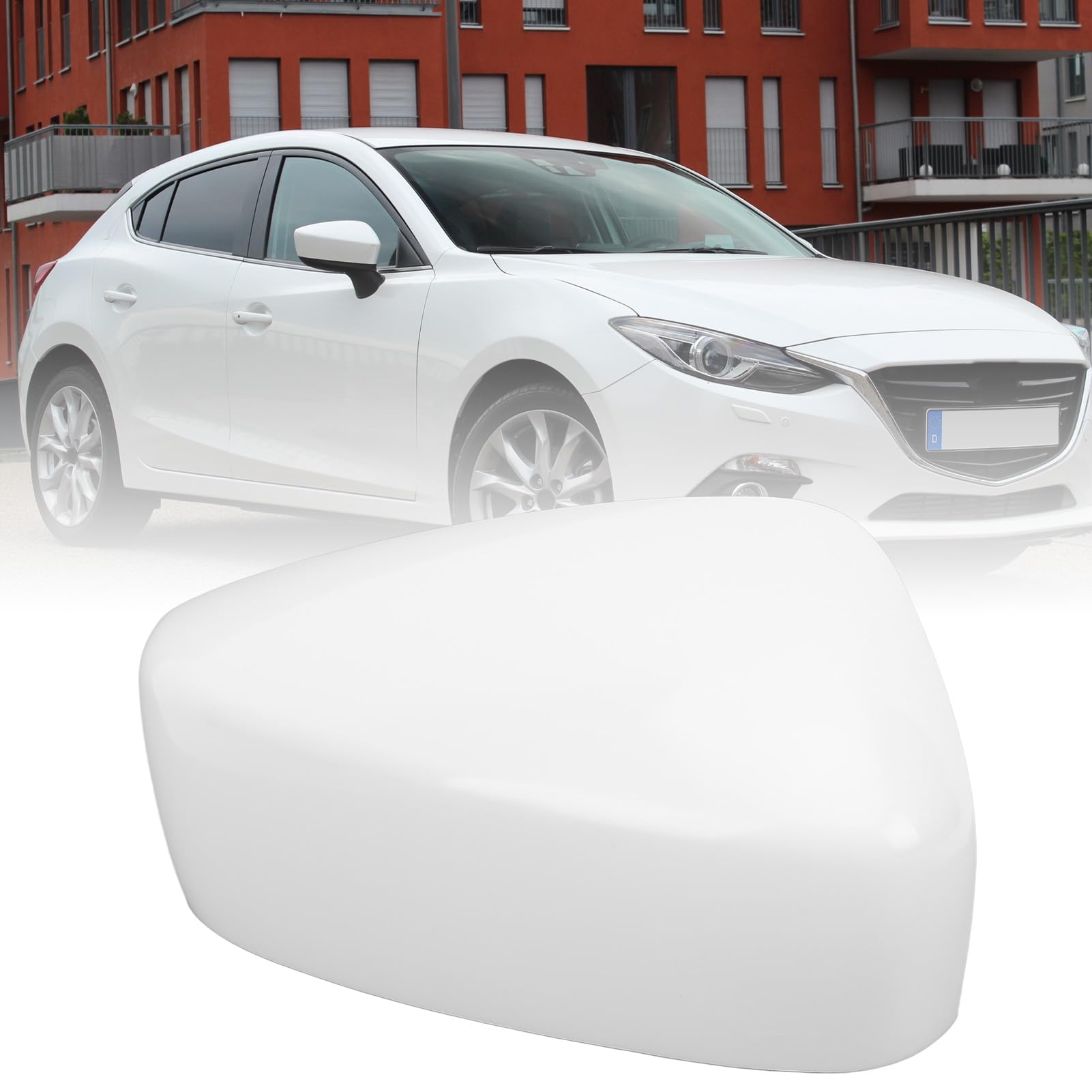 TKSE Seitenspiegelkappe, Unbemalte Weiße Tür Rückfahrspiegelabdeckkappe für 3 Axela M3 2014 Bis 2016 (Rechts) von TKSE