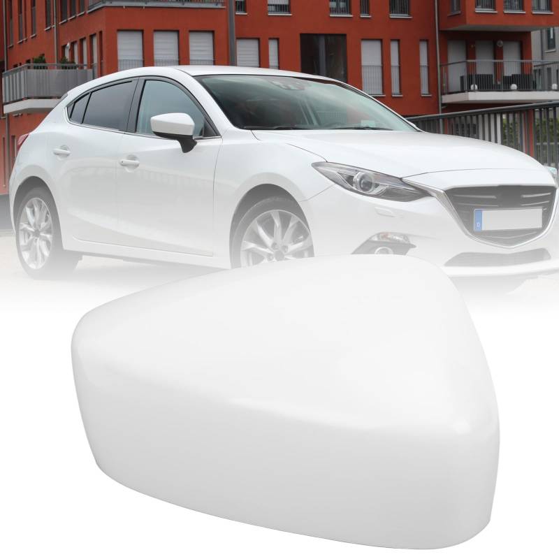 TKSE Seitenspiegelkappe, Unbemalte Weiße Tür Rückfahrspiegelabdeckkappe für 3 Axela M3 2014 Bis 2016 (Rechts) von TKSE