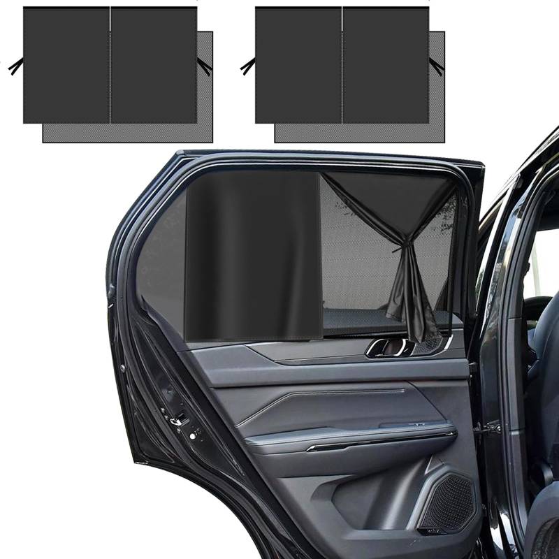 2 Stück Sonnenschutz Auto Baby Magnetisch Auto Sonnenschutz Seitenscheibe Fenster, Doppelschicht Autofenster Kinder Vorhang mit UV Schutz Verdunkelung Hitzeschutz für Seitenscheibe von TLDNZXY
