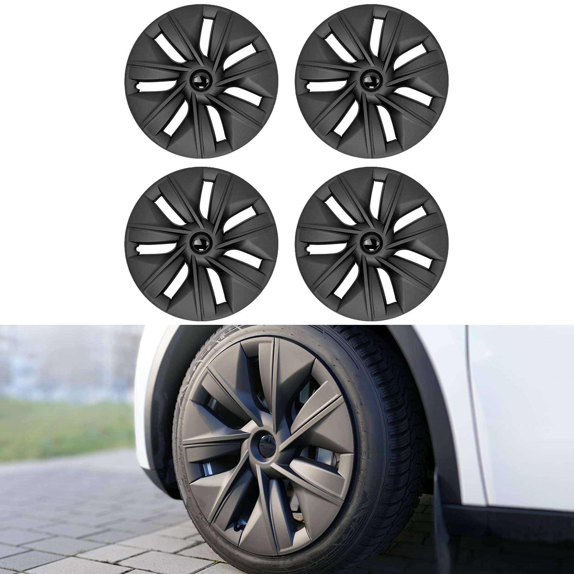 TLECTRIC Aero Radkappen 19 Zoll für Tesla Model Y 2024 Gemini Felgen Abdeckungen Felgenschutz Mattschwarz (4-teiliges Set) TLECTRIC Aero Radkappen 19 Zoll für Tesla Model Y 2024 Gemini Felgen Abdeckungen Felgenschutz Mattschwarz (4-teiliges Set) von TLECTRIC