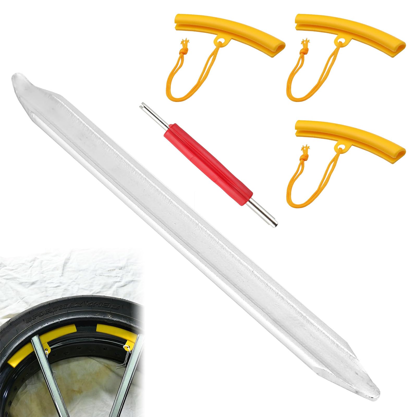 TMRBBesty Reifen Montiereisen, Reifenmontiergerät, Reifenheber, Reifenmontierhebel 25cm, aus Manganstahl mit Ventilausdreher, 3 X Felgenschutz, für Motorrad Fahrrad Wagen Reifen TMRBBesty Reifen Montiereisen, Reifenmontiergerät, Reifenheber, Reifenmontierhebel 25cm, aus Manganstahl mit Ventilausdreher, 3 X Felgenschutz, für Motorrad Fahrrad Wagen Reifen von TMRBBesty