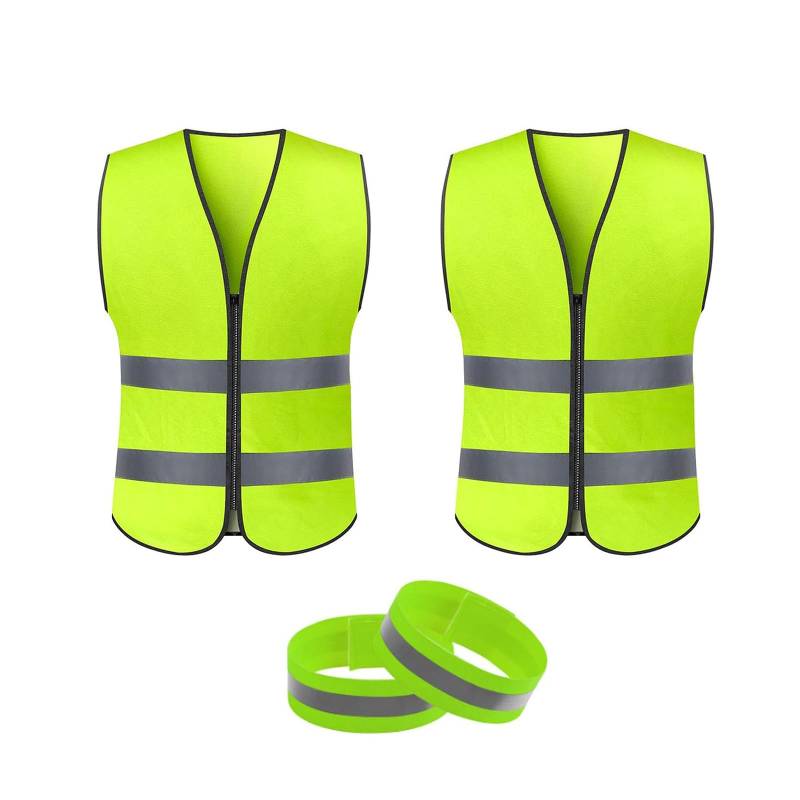 TMRBBesty Warnwesten Auto 2er Set,Sicherheitsweste Auto,3XL,Grün,Polyester, mit reflektorband von TMRBBesty