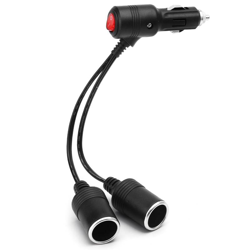 TNSLAND Zigarettenanzünder Verteiler, Adapter Zigarettenanzünder Steckdose mit Schalter 1 Bis 2 KFZ Doppelstecker Verlängerung Geeignet für Auto Motorrad LKW Wohnmobil (1-2 15cm)12V/24V von TNSLAND