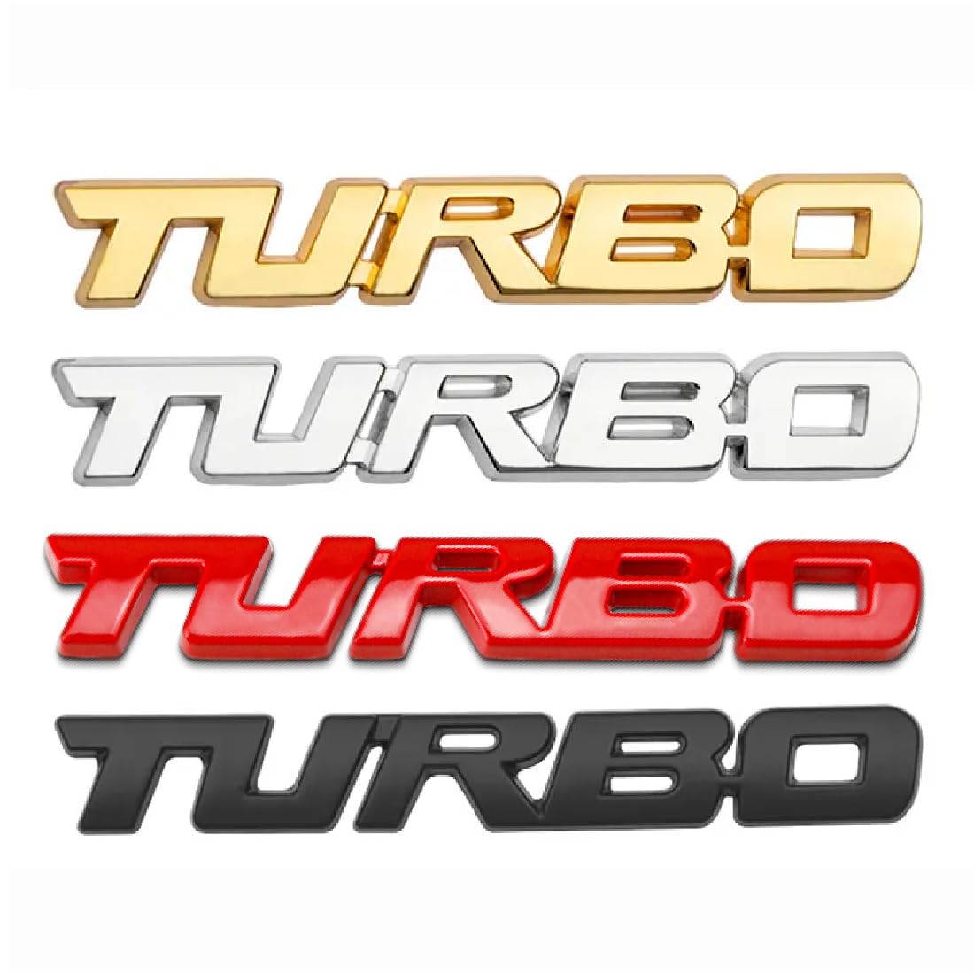 TNSRAY Metall Auto Aufkleber Körper Heckklappe Abzeichen, 4 Stück Turbo 3D Schriftzug, Zeichen Tuning Sticker TNSRAY Metall Auto Aufkleber Körper Heckklappe Abzeichen, 4 Stück Turbo 3D Schriftzug, Zeichen Tuning Sticker von TNSRAY