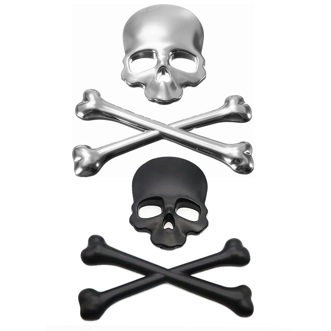 TNSRAY Schädel Auto Emblem 3D, 2 Stück Cool Persönlichkeit 3D Totenkopf Metall gekreuzte Knochen Auto Motorrad Emblem Abzeichen Aufkleber Auto Decals Zubehör, Cool 3D Schädel Metall Skelett TNSRAY Schädel Auto Emblem 3D, 2 Stück Cool Persönlichkeit 3D Totenkopf Metall gekreuzte Knochen Auto Motorrad Emblem Abzeichen Aufkleber Auto Decals Zubehör, Cool 3D Schädel Metall Skelett von TNSRAY