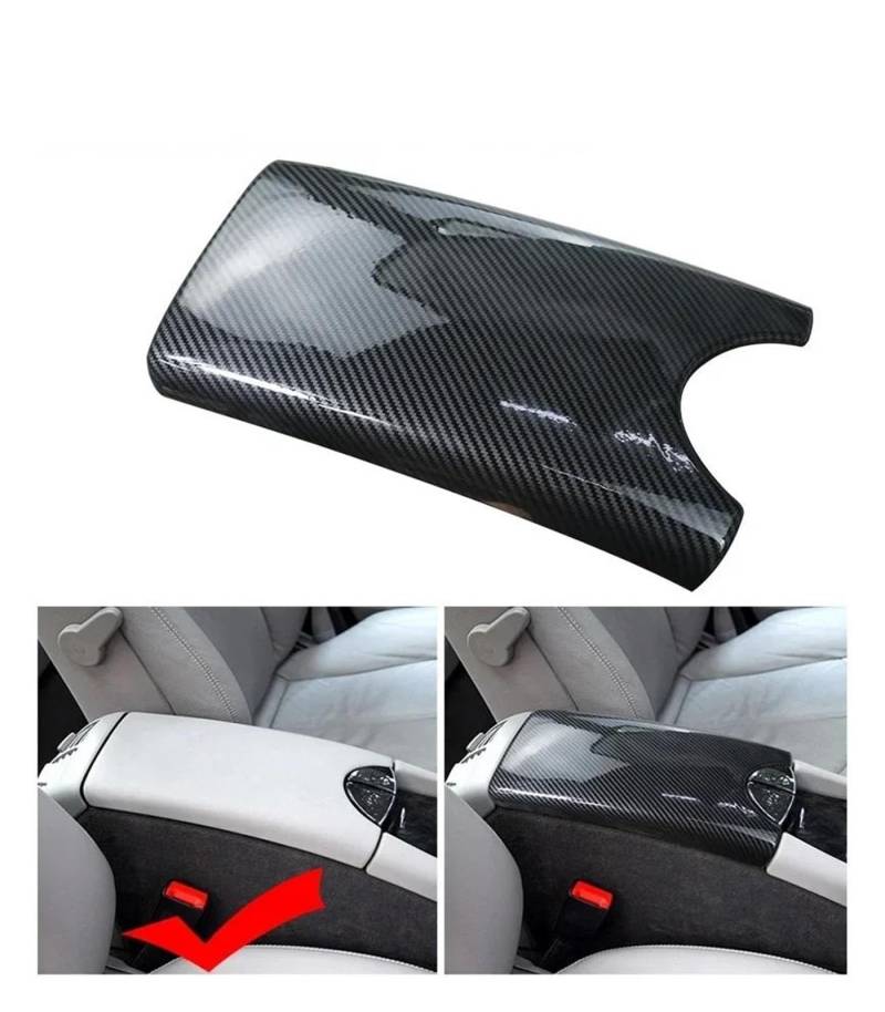 Interieur Zubehör Für Benz Für E-Klasse Für W211 2003-2004 2005 2006 2007 2008 Kohlefaser Auto Mittelkonsole Deckel Panel Armlehne Box Trim Schutzhülle Aufkleber Auto Mittelkonsole Interieur(A Carbon von TNTGEBFVBG