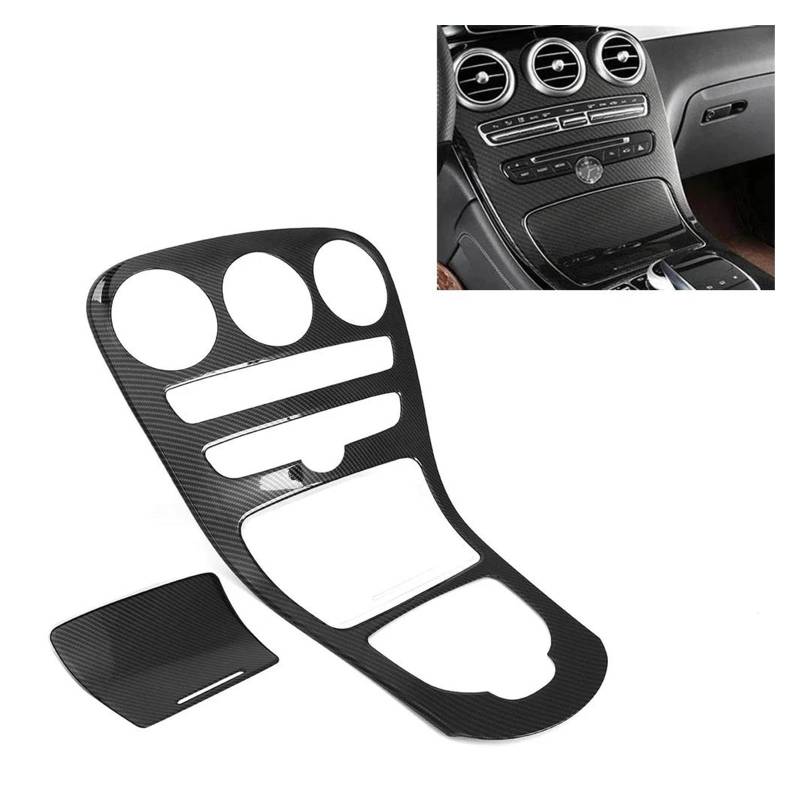 Interieur Zubehör Für Benz Für W205 Für C180L Für C200 Für C300 Für GLC Für X253 2015-2018 Carbon Fiber ABS Auto Mittelkonsole Panel Dekoration Abdeckung Trim Auto Mittelkonsole Interieur(with Clock) von TNTGEBFVBG